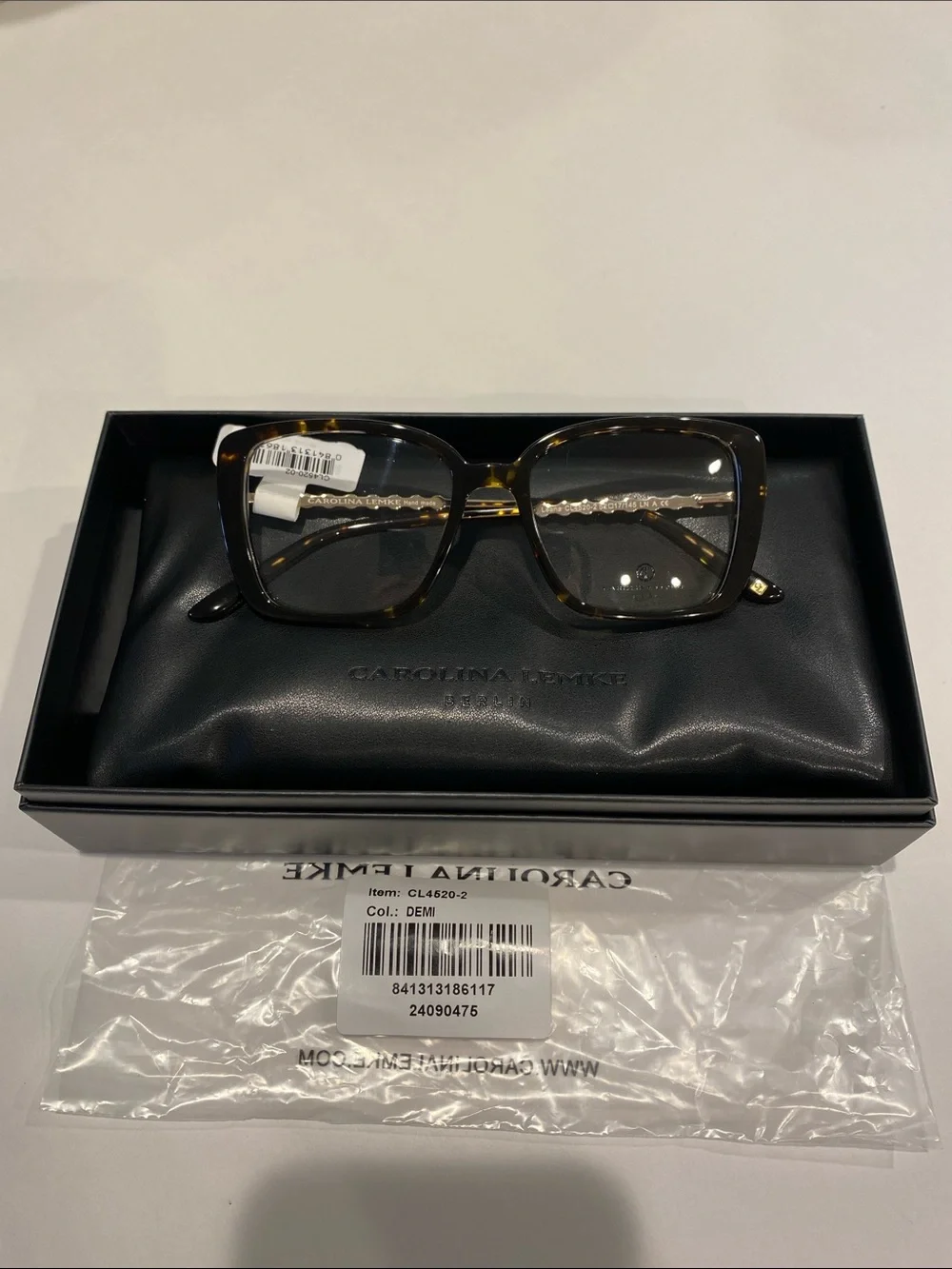 NEW Carolina Lemke Opticals Tortishell Crystal Embellished Glasses Academia CEO